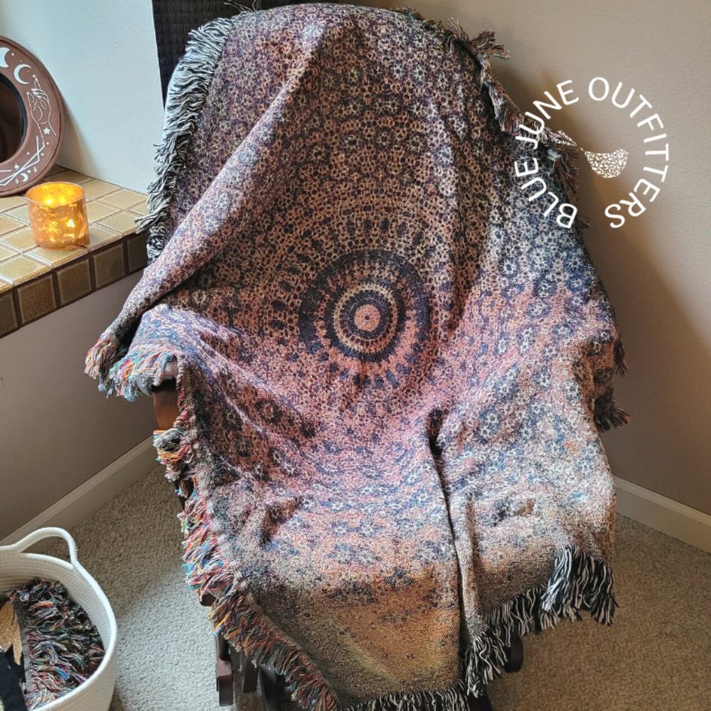 Bohemian Mandala Woven Blanket or Wall Tapestry
